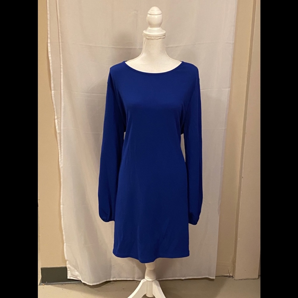 Haute Couture Royal Blue Dress With Bell Sleeves